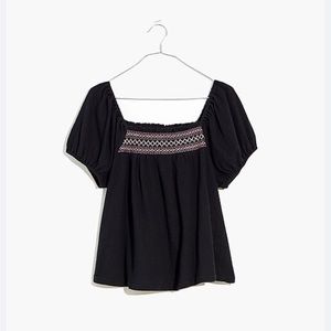 Embroidered Square-Neck Top